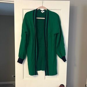 Crown & Ivy Green Cardigan with Navy Trim